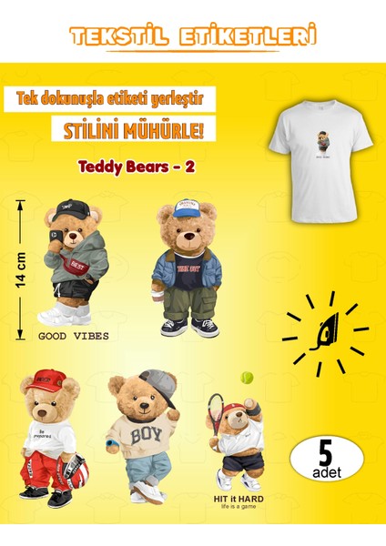 Ütü ile Yapışan Kıyafet Etiketi Teddy Bears Modelleri