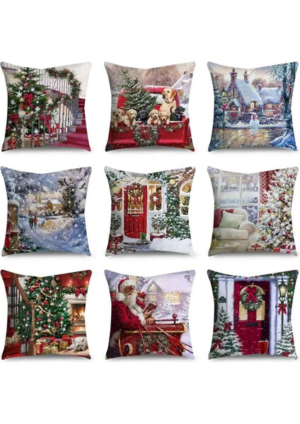 Stil 6 Noel Minder Örtüsü Noel Süslemeleri Ev 2023 Merry Christmas Süs Yastık Kılıfı Natal Navidad Yeni Yıl 2024 Hediyeleri (Yurt Dışından)