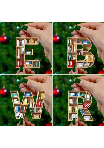 L Kişiselleştirilmiş Noel Süsler Kitap 26 Mektup Şekilli Kitaplık Ağacı Dekorasyon Süs Asılı Kolye Hediyeler Noel W6W8 (Yurt Dışından) modelleri