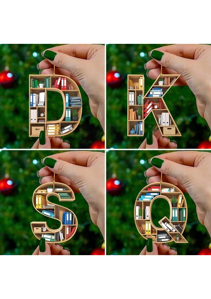 L Kişiselleştirilmiş Noel Süsler Kitap 26 Mektup Şekilli Kitaplık Ağacı Dekorasyon Süs Asılı Kolye Hediyeler Noel W6W8 (Yurt Dışından) fırsatları