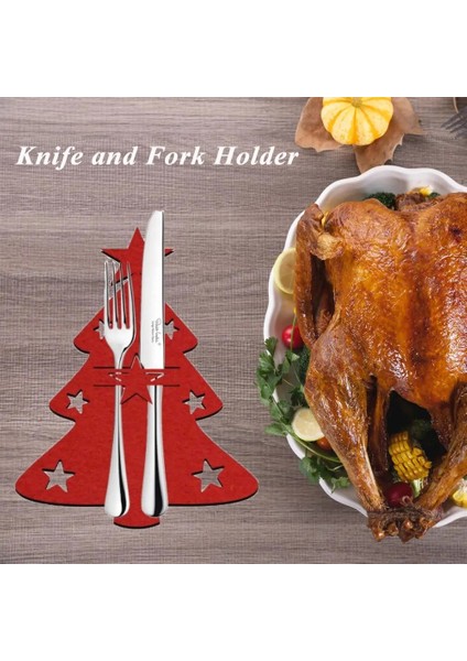 13-4 Adet 4/8 Adet Noel Ağacı Çatal Bıçak Çatal Kapak Masa Dekorasyon Bıçak Dekoratif Sofra Noel Yılbaşı Dekoru Ambalaj Çantası (Yurt Dışından)