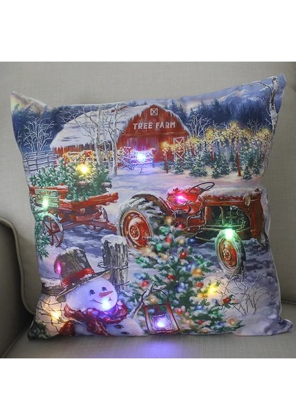 D28 45 cm Parlayan Noel Baba Yastık Kılıfı LED Işıkları ile 2023 Yeni Yıl Dekorasyon Ev Noel Süs Dekor Için LED Minder Örtüsü (Yurt Dışından)