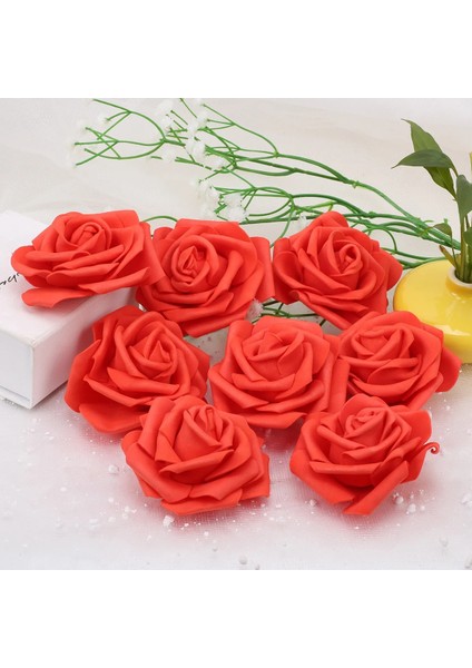 Turuncu 30 8 cm 10/20/30/50 Adet Yapay Pe Köpük Gül Çiçek Kafaları Gelin Buketi Çiçek Düğün Parti Için Dekoratif Scrapbooking Dıy (Yurt Dışından)