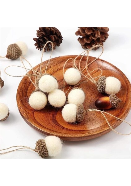 Yeşil 6 Adet Noel Ağacı Süs Yün Keçe Çam Kulesi Topu Suni Çam Kozalağı Meşe Palamudu Dize Dıy Malzeme Kolye Yılbaşı Dekoru Ev Yeni Yıl 2021 (Yurt Dışından)