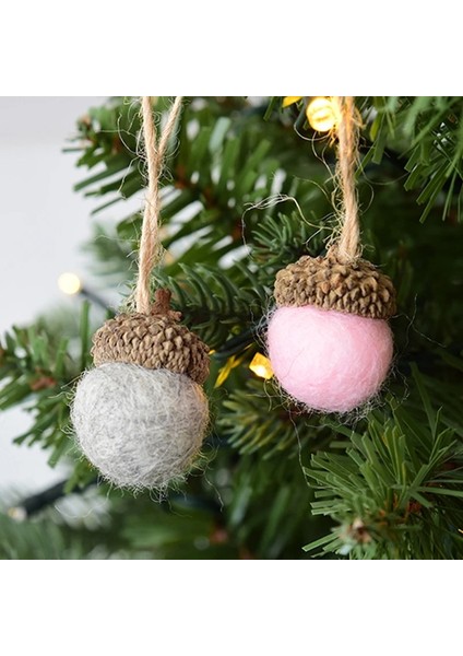 Yeşil 6 Adet Noel Ağacı Süs Yün Keçe Çam Kulesi Topu Suni Çam Kozalağı Meşe Palamudu Dize Dıy Malzeme Kolye Yılbaşı Dekoru Ev Yeni Yıl 2021 (Yurt Dışından)