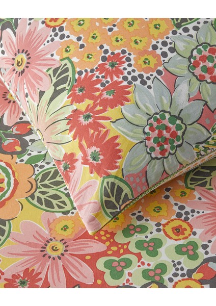 Charming Blossoms Kolay Ütülenir Tek Kişilik Nevresim Takımı 160 x 220 cm Pembe - Turuncu