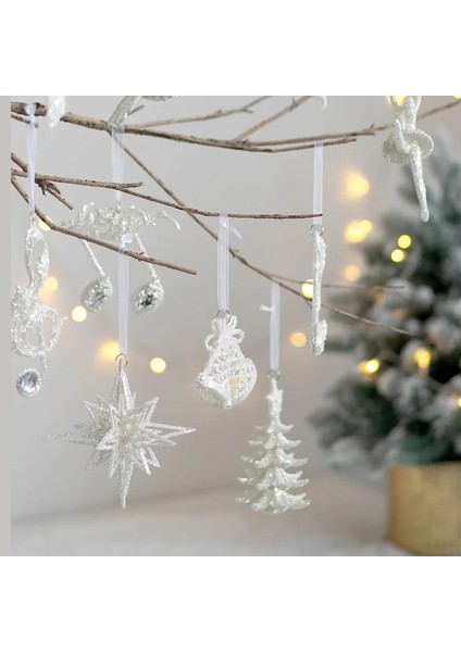 STYLE11 Noel Ağacı Asılı Kolye Glitter Küçük Noel Geyik Oranments Noel Elk Mutlu Noel Dekor Mutlu Yeni Yıl 2023 Beyaz Geyik (Yurt Dışından)