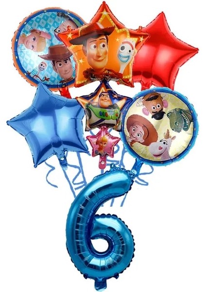Balonlar-6 Adet Karikatür Oyuncak Hikayesi Parti Dekorasyon Tek Kullanımlık Sofra Kağıt Plat Zemin Buzz Lightyear Balonlar Çocuklar Doğum Günü Partisi Malzemeleri (Yurt Dışından)