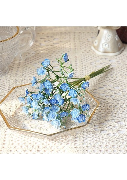 Mavi 40 Kafa Buket Yapay Plastik Çiçek El Yapımı Babysbreath Sahte Bitki Gypsophila Çiçek Düğün Ev Masa Süsü Için Düzenlemek (Yurt Dışından)
