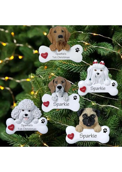 Bir Yüzey Yazılabilir Köpek Kolye Köpek ve Kemik Desen Noel Ağacı Dekor Yaratıcı Dıy Bir Nimet Köpek Kolye Noel Dekorasyon (Yurt Dışından)