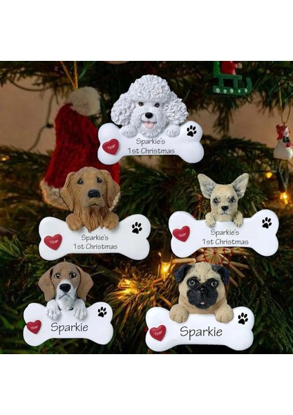 Bir Yüzey Yazılabilir Köpek Kolye Köpek ve Kemik Desen Noel Ağacı Dekor Yaratıcı Dıy Bir Nimet Köpek Kolye Noel Dekorasyon (Yurt Dışından)