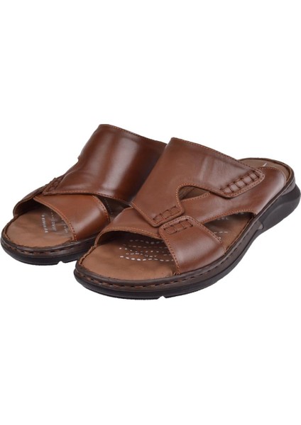 Deri Comfort Erkek Terlik For-Tuna Taba