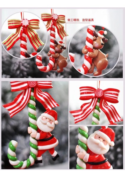 Noel Baba Noel Süslemeleri Yumuşak Kil Noel Baba Kardan Adam Küçük Baston Şeker Kamışı Noel Ağacı Kolye Noel 2022 Süsler Ev Için (Yurt Dışından)