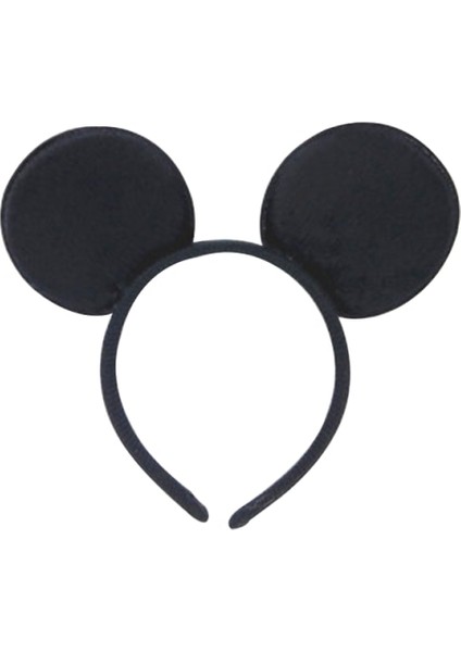 6 Adet-Saç Bandı Siyah Disney Mickey Mouse Karikatür Temalı Çatal Bıçak Takımı Çocuk Doğum Günü Partisi Dekorasyon Tek Kullanımlık Bardak ve Tabak Kağıt Seti (Yurt Dışından)