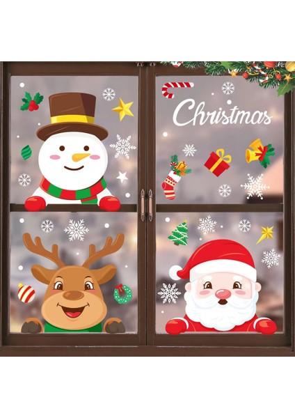 19 Noel Cam Çıkartmaları Ev Dekor Süsleri Noel Baba Kapı Dükkanı Penceresi Çıkartma Yeni Yıl Noel Dekorasyon (Yurt Dışından) indirimleri