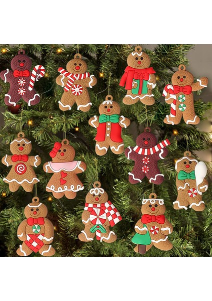 C02 6/12 Adet Zencefilli Kurabiye Adam Süsler Noel Süslemeleri Ağacı Asılı Kolye Noel Sevimli Komik Çocuk Hediye 2023 Navidad Dekor (Yurt Dışından)