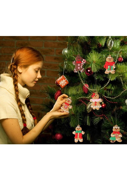 C02 6/12 Adet Zencefilli Kurabiye Adam Süsler Noel Süslemeleri Ağacı Asılı Kolye Noel Sevimli Komik Çocuk Hediye 2023 Navidad Dekor (Yurt Dışından)