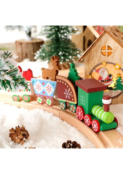 Plastik Yeşil Ahşap Noel Tren Süs Noel Dekorasyonu Ev Için Noel Baba Bebek Hediye Oyuncaklar El Sanatları Masa Navidad Deco Noel 2022 Yeni Yıl (Yurt Dışından)