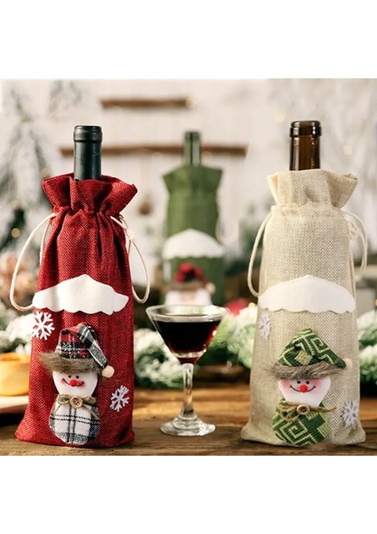 B3-Yeşil Yeni Yıl 2023 Hediye Noel Baba Şarap Şişesi Toz Kapağı Noel Noel Ev Navidad Için Noel Süslemeleri 2022 Yemeği Masa Dekor (Yurt Dışından)