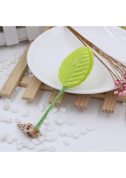 Yeşil 50 Adet/grup 5 cm Ponpon Mini Simüle Yapraklar Yapay Ipek Yaprak Buketi Çelenkler Dıy Düğün Scrapbooking Sahte Yaprak Çiçek (Yurt Dışından)