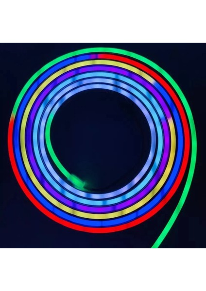 Neon LED IP65 Piksel 6X12 Hortum Bant Şerit 5m Rgb Dc 12V Smd 2811 2.5cm Kesilir Esnek Silikon Su Geçirmez