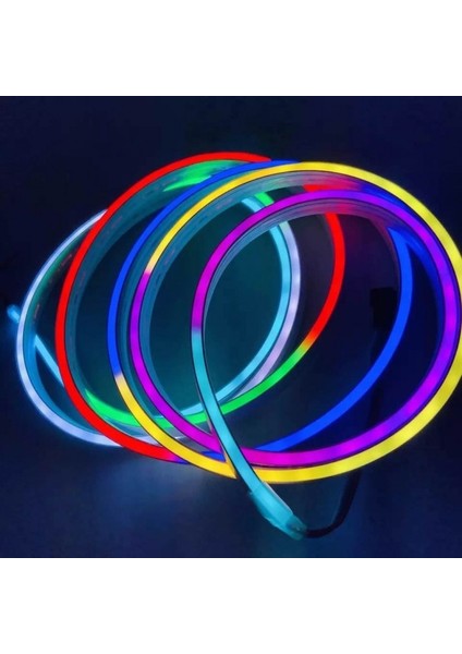 Neon LED IP65 Piksel 6X12 Hortum Bant Şerit 5m Rgb Dc 12V Smd 2811 2.5cm Kesilir Esnek Silikon Su Geçirmez