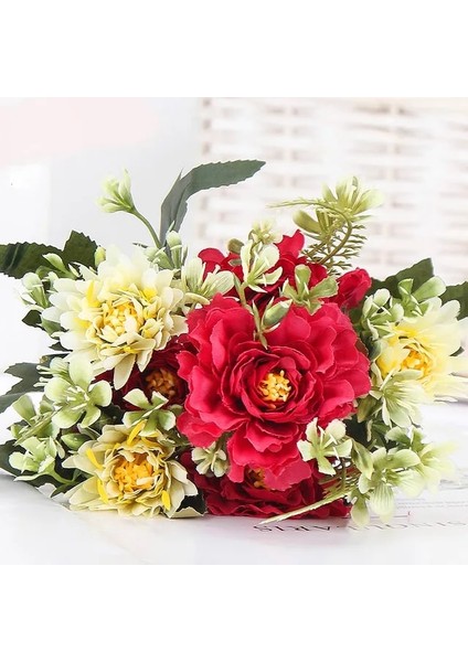 Stil 1 1 Buket Kamelya Yapay Şakayık Gül Çiçek Ipek Sahte Flores Düğün Çiçek Dıy Ev Bahçe Partisi Dekorasyon (Yurt Dışından)