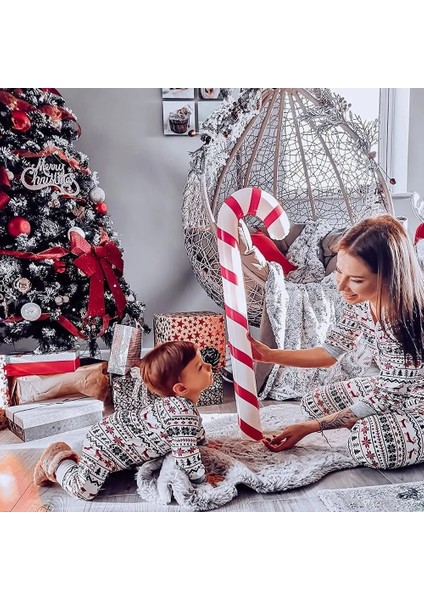 Zencefilli Kurabiye 120/90 cm Şişme Noel Baston Şekerler Şişme Şeker Çubukları Noel Için Kapalı Açık Dekorasyon 2023 Yeni Yıl Partisi Iyilik (Yurt Dışından)