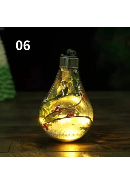 06 Noel Ağacı Dekor Peri Işıklar Şeffaf LED Işıklı Gece Lambası Topu Asılı Kolye Ev Yeni Yıl Noel Süslemeleri (Yurt Dışından)