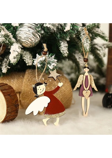 232-HAKI Noel Noel Sevimli Melek Kolye Noel Ağacı Süsleri Ahşap El Sanatları Noel Süslemeleri Ev Dıy Çocuk Hediye Için Yeni Yıl 2022 (Yurt Dışından)