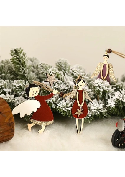 232-HAKI Noel Noel Sevimli Melek Kolye Noel Ağacı Süsleri Ahşap El Sanatları Noel Süslemeleri Ev Dıy Çocuk Hediye Için Yeni Yıl 2022 (Yurt Dışından)