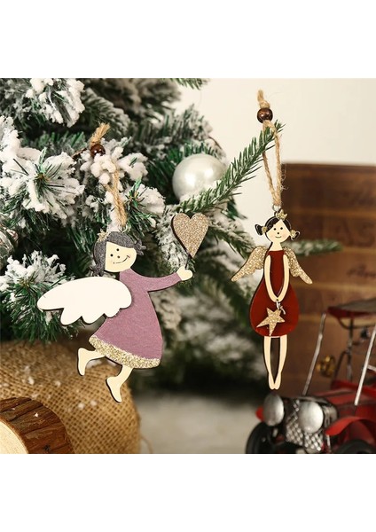 232-HAKI Noel Noel Sevimli Melek Kolye Noel Ağacı Süsleri Ahşap El Sanatları Noel Süslemeleri Ev Dıy Çocuk Hediye Için Yeni Yıl 2022 (Yurt Dışından)