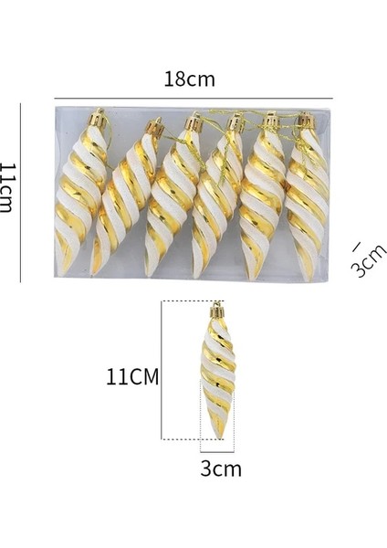 Altın Spiral 6 Adet Noel Kolye Galvanik Şeker Noel Topu Yılbaşı Ağacı Süsleri Yeni Yıl 2023 Noel Ev Dekor Navidad 2022 Hediye (Yurt Dışından)