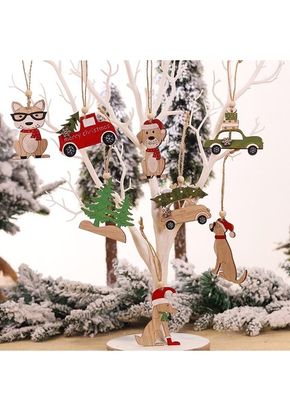 G Noel Süslemeleri Ahşap Boyalı Renkli Araba Noel Ağacı Süsler Kolye Dekor Ev Çocuk Oyuncakları Hediye Için Noel Yeni Yıl (Yurt Dışından)