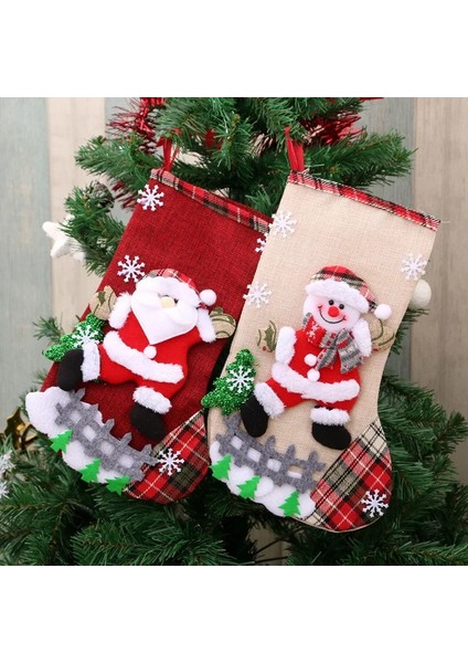 071-KARDAN Adam Noel Baba Çorap Çorap Şeker Çanta Noel Ağacı Süsler Kolye Keten Hediye Çantası Çocuk Şömine Asılı Dekorlar Parti Kaynağı (Yurt Dışından)