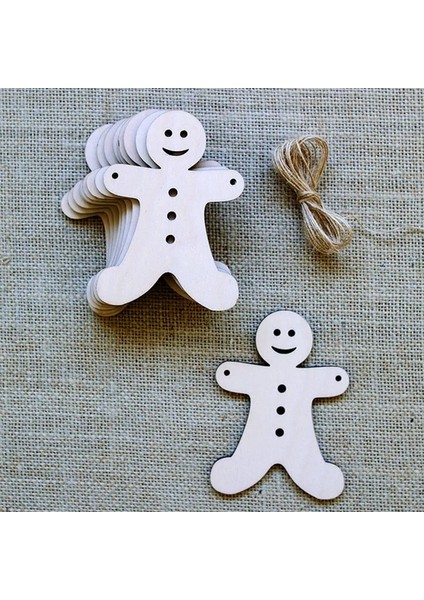 R 10 Adet Ahşap Ağaç Bezemeler Ahşap Noel Ağacı Boşlukları Noel Dıy Zanaat Kartı Dekor Için Ipler ile (Yurt Dışından)