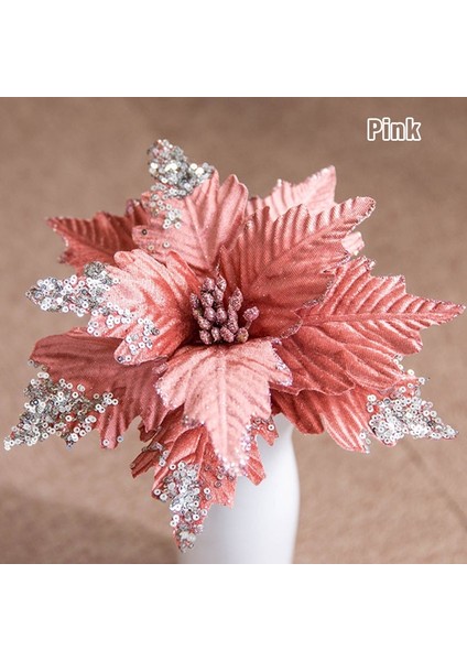 Stil 3 25*25 cm El Yapımı Kumaş Çiçek Yapay Payetli Flanel Çiçek Noel Ağacı Dekor Ev Oturma Odası Ofis Masaüstü Süsler (Yurt Dışından)