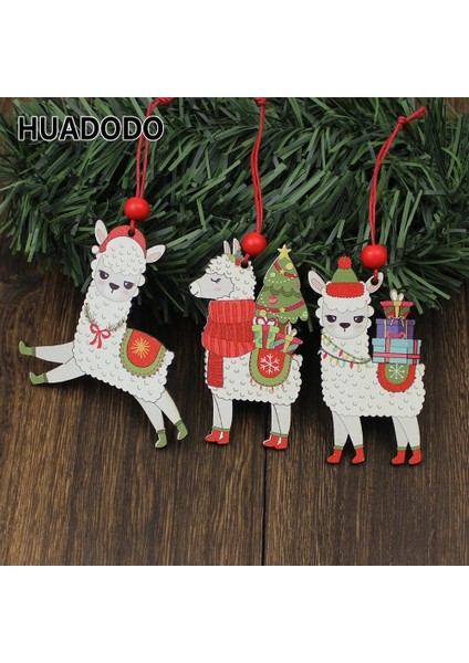 Noel Şapka Huadodo 3 Adet Ahşap Alpaka Noel Kolye Süsler Noel Ağacı Asılı Dekorasyon Ev Için Yeni Yıl Dekor Çocuklar (Yurt Dışından)