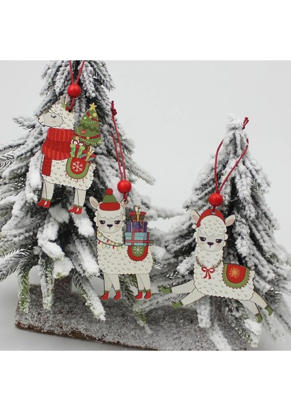 Noel Şapka Huadodo 3 Adet Ahşap Alpaka Noel Kolye Süsler Noel Ağacı Asılı Dekorasyon Ev Için Yeni Yıl Dekor Çocuklar (Yurt Dışından)