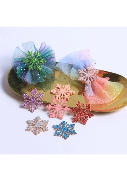 Stil 6 10 Adet 10 Adet 34/36MM Glitter Noel Kar Taneleri Parlak Altın Rengi Toz Kumaş Aplikler Düğün Yamalar Yapımı Dıy Zanaat (Yurt Dışından) fırsatları