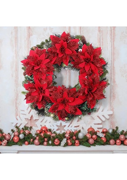 C Altın 5 Adet Glitter Yapay Noel Çiçekleri Noel Ağacı Süsler Sahte Atatürk Çiçeği Çiçek Dıy Çelenk Ev Düğün Parti Süslemeleri (Yurt Dışından)