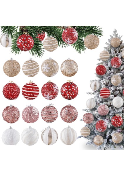 Beyaz 4 8 cm 1 Adet 8 cm Glitter Büyük Noel Topları Yılbaşı Ağacı Süsleri Topları Noel Ağacı Süsleri Asılı Kolye Navidad 2023 Yeni Yıl (Yurt Dışından)