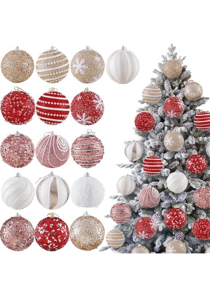 Beyaz 4 8 cm 1 Adet 8 cm Glitter Büyük Noel Topları Yılbaşı Ağacı Süsleri Topları Noel Ağacı Süsleri Asılı Kolye Navidad 2023 Yeni Yıl (Yurt Dışından)