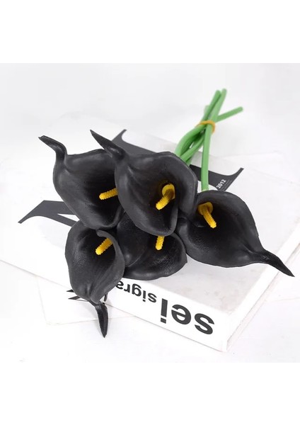Siyah 10 Adet 3/5/10 Adet Calla Yapay Çiçekler Calla Zambak Sahte Çiçek Buketi Düğün Buket Gelin Ev Çiçek Dekorasyon (Yurt Dışından)