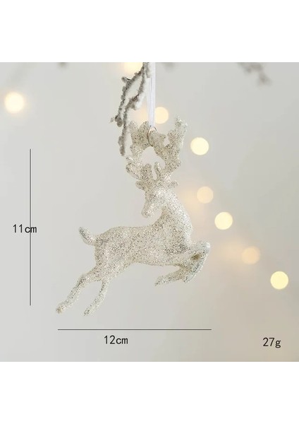 Style5 Noel Ağacı Asılı Kolye Glitter Küçük Noel Geyik Oranments Noel Elk Mutlu Noel Dekor Mutlu Yeni Yıl 2023 Beyaz Geyik (Yurt Dışından)