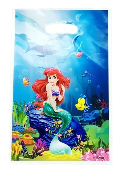 Hediye Çantası 10 Adet Disney Denizkızı Ariel Prenses Parti Dekor Kız Doğum Günü Sofra Kağıt Tabak Bardak Peçeteler Masa Örtüsü Mutlu Doğum Günü Hediyesi (Yurt Dışından)