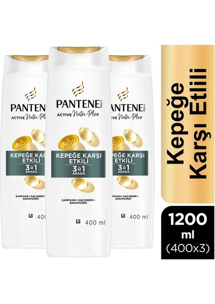 Kepekkarşıtı 3'ü 1 Arada Şampuan 3X400 ml