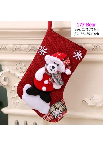 177-BEAR Santa Çorap Çorap Şeker Çanta Noel Ağacı Süsler Kolye Keten Hediye Çantası Çocuk Şömine Asılı Dekorlar Parti Kaynağı (Yurt Dışından)