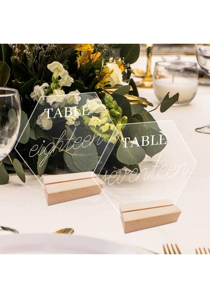 BT052 Akrilik Masa Burcu Tutucu Ahşap Tabanlı Temizle Düğün Masa Burcu Numarası Yer Kartı Ekran Restoran Otel Için Standı 87HA (Yurt Dışından) fiyatları