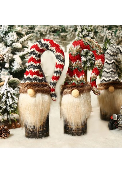 256--BEYAZ Yeni Yıl 2024 Noel Süslemeleri Noel Baba Şarap Şişesi Toz Kapakları Şampanya Hediyeler Çanta Noel Ev Yemeği Parti Masa Dekorları (Yurt Dışından)